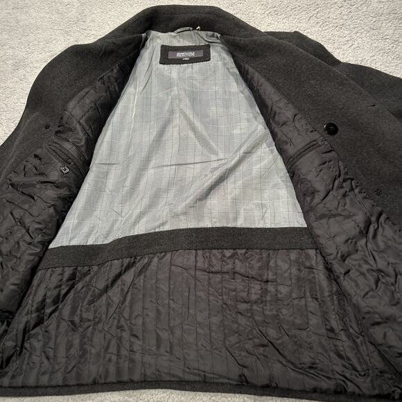 Kenneth Cole Reaction Men's Gray Double Breast Wool Blend Pea Coat - Size XL - Picture 5 of 12